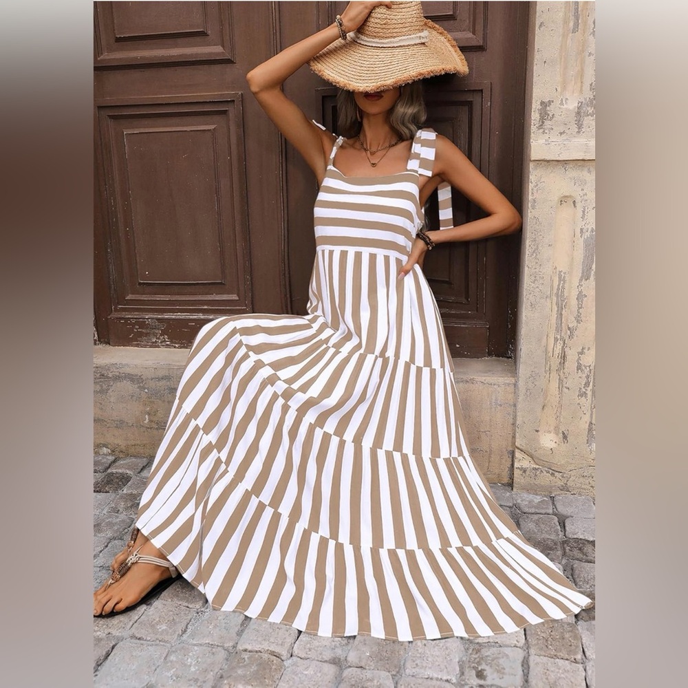 Long Striped Flowy Maxi Dress -NWT